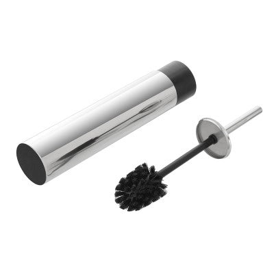 Portascopino tondo slim in acciaio inox 304 setole nere e secchio estraibile