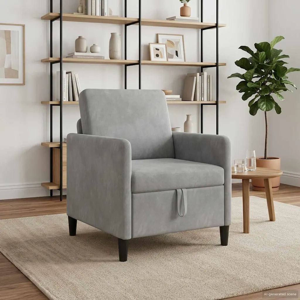 Divano con Storage Grigio Chiaro 72 x 78 x 87 cm Poliestere 42036877