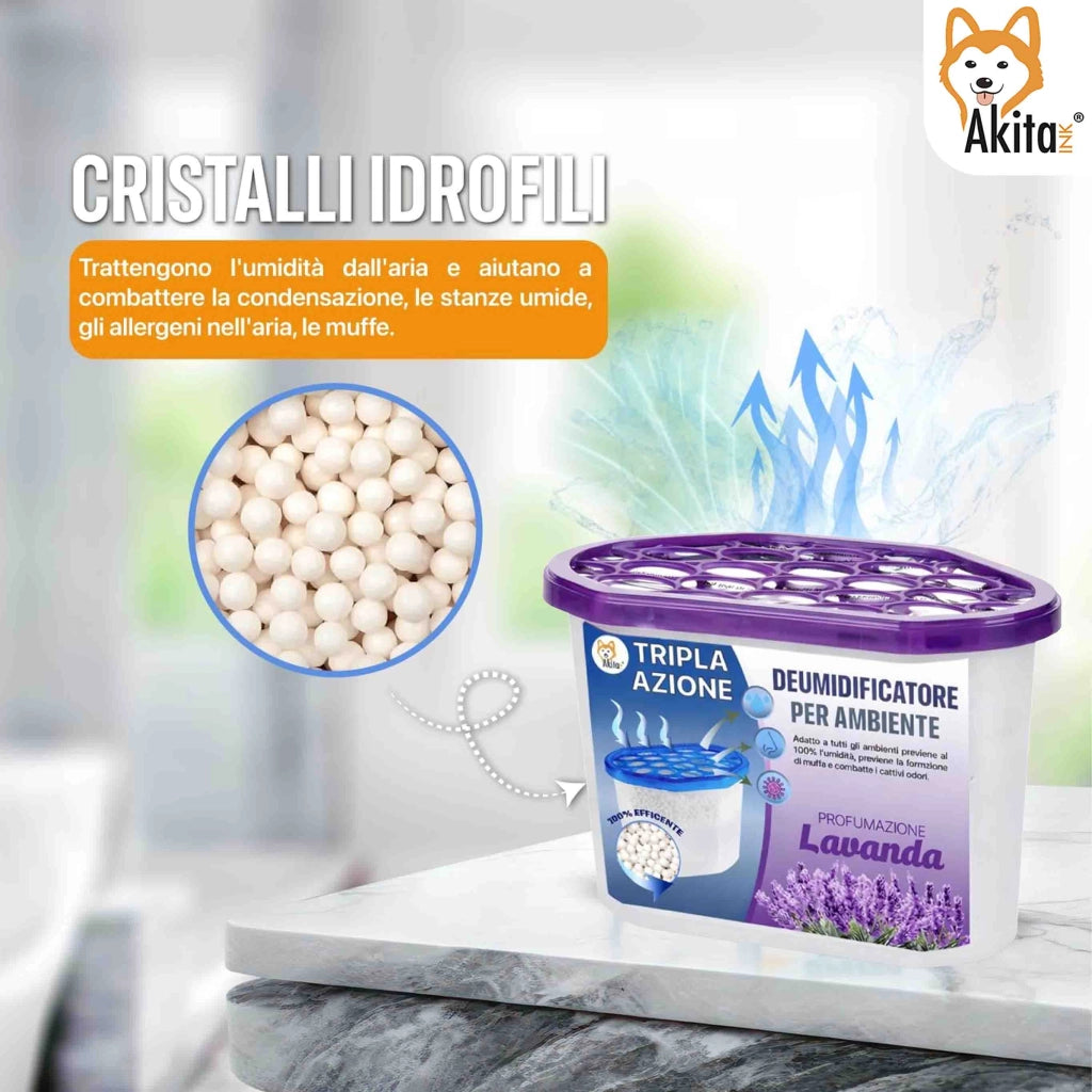 Akitaink Set 6 Assorbiumidita' Deumidificatori Lavanda 500 ml