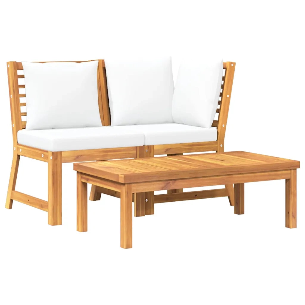 Salotto da Giardino-Set Divani da Giardino 3 pz con Cuscini Crema in Legno Acacia 327783