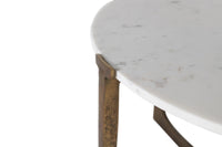 Tavolino con base in metallo e piano in marmo