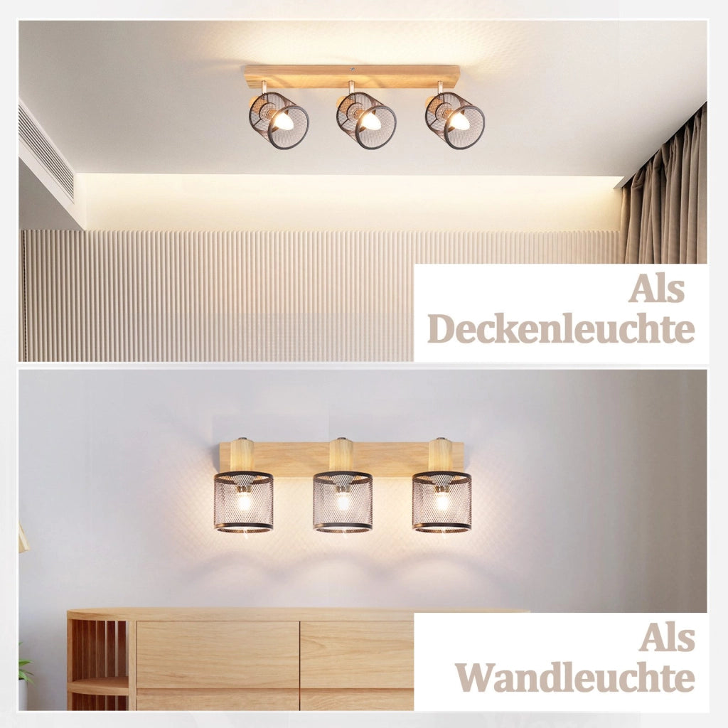 ZMH Faretto da soffitto 3 fiamme E14 rotanti 350° per soggiorno camera letto