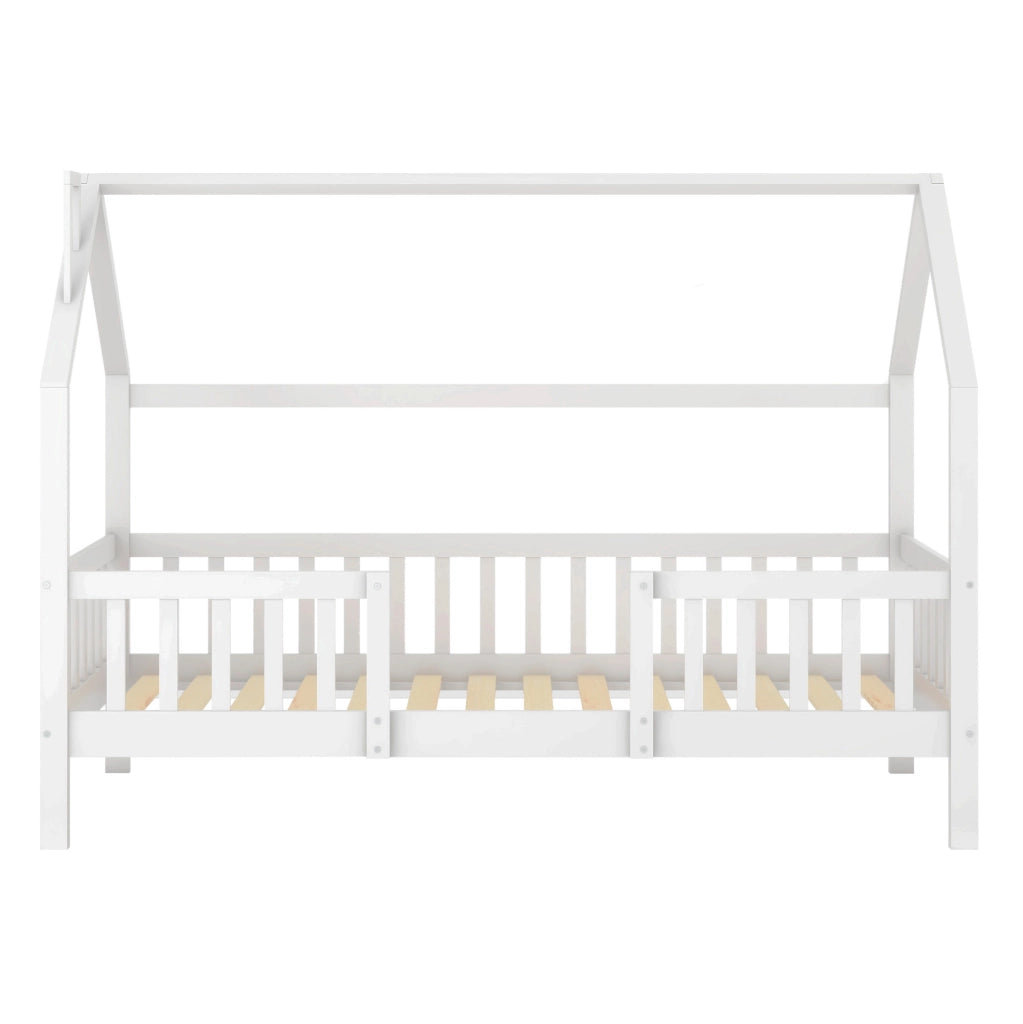 Letto a casetta per bambini 90x200 cm bianco in pino