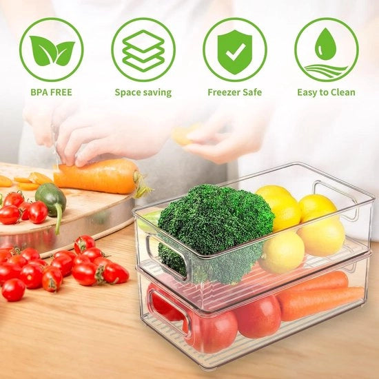 Organizzatore per frigorifero in pile - contenitore per la cucina trasparente - set da 3 pezzi