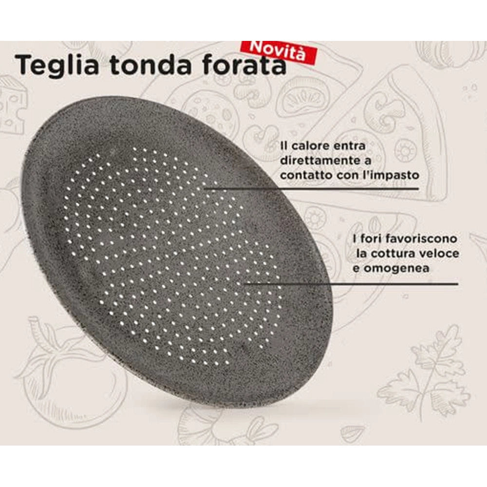 Trade Shop - Teglia Pizza Forata Ruoto In Alluminio Con Rivestimento Antiaderente In Varie Forme -
