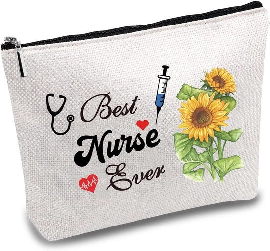 Set di sopravvivenza per infermiere migliorato  Tuta di trasporto make-up in tela Borsa cosmetica Tasca multifunzionale per penne Borsa da toeletta per donne Set di accessori per ragazze Etui di compleanno per ringraziamento 10x7 pollici