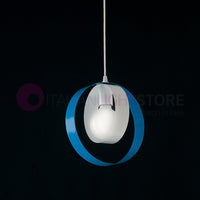 DAYTONA Lampadario Moderno a 1 Luce con cerchi metallo bianco e azzurro
