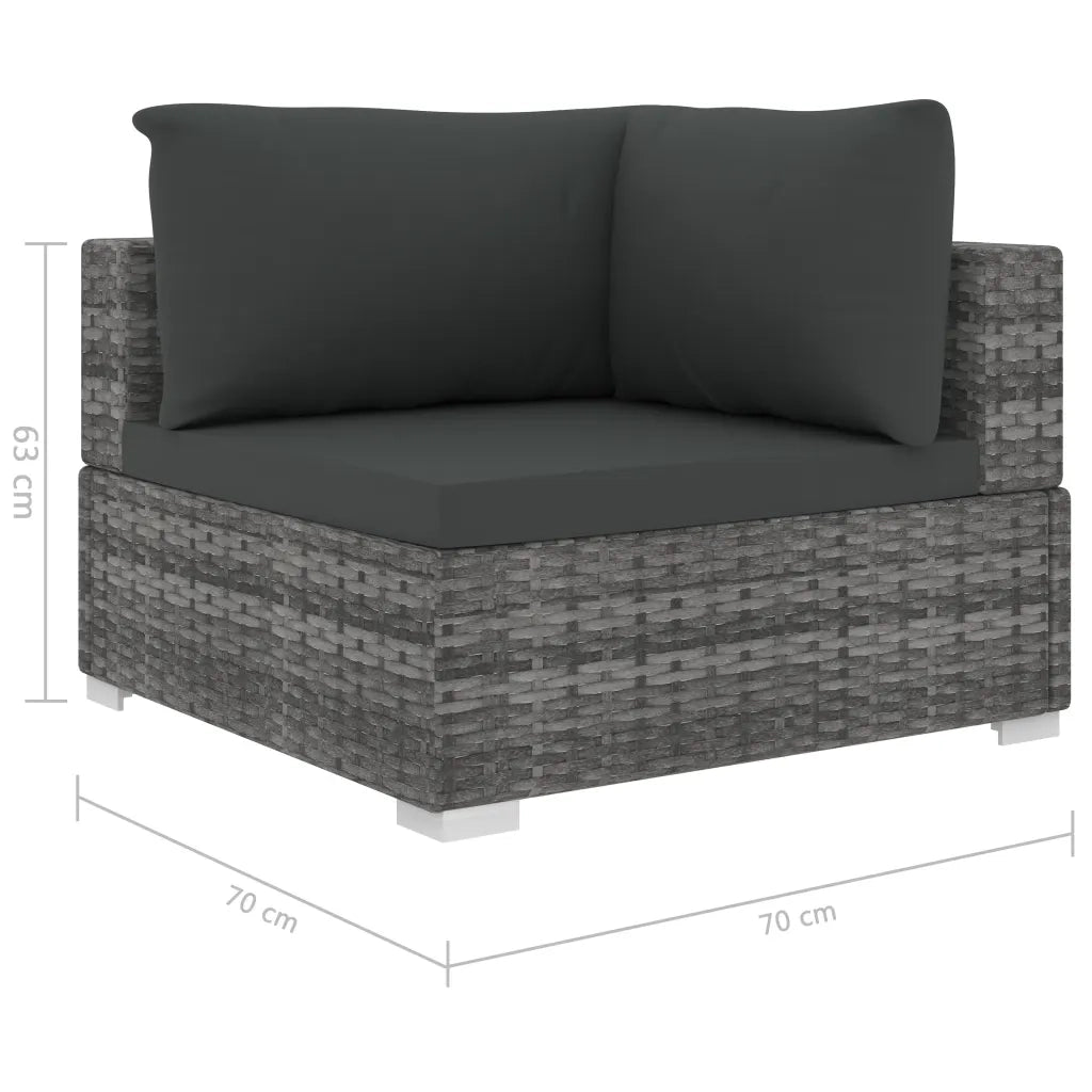 Set Divani da Giardino 11 pz con Cuscini in Polyrattan Grigio 48321