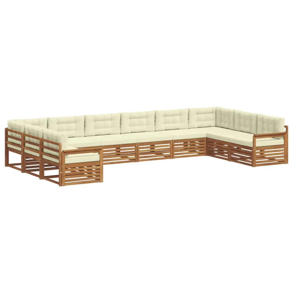 Set divani 8 pcs Naturale e Crema Legno di Acacia Massello 3374195