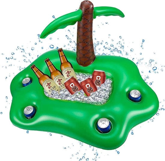 Piscina Bevande Conservatore con Albero di Palma Inflatabile - Bevande Conservatore Inflatabile, Piscinabar, Contenitore di Bottiglie Galleggiante per Feste Estive di Piscine