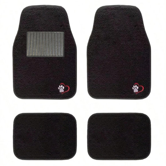 OWIJI Tappetini Auto Moquette Universali Set 4 Pezzi Forma Impronta Gatto Antiscivolo Abitacolo Sagomabili Impermeabile Ritagliabile Adattabile
