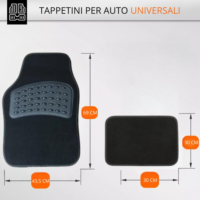 OWIJI Tappetini Auto Moquette Universali Set 4 Pezzi Antiscivolo Abitacolo Sagomabili PVC Impermeabile Ritagliabile Adattabile