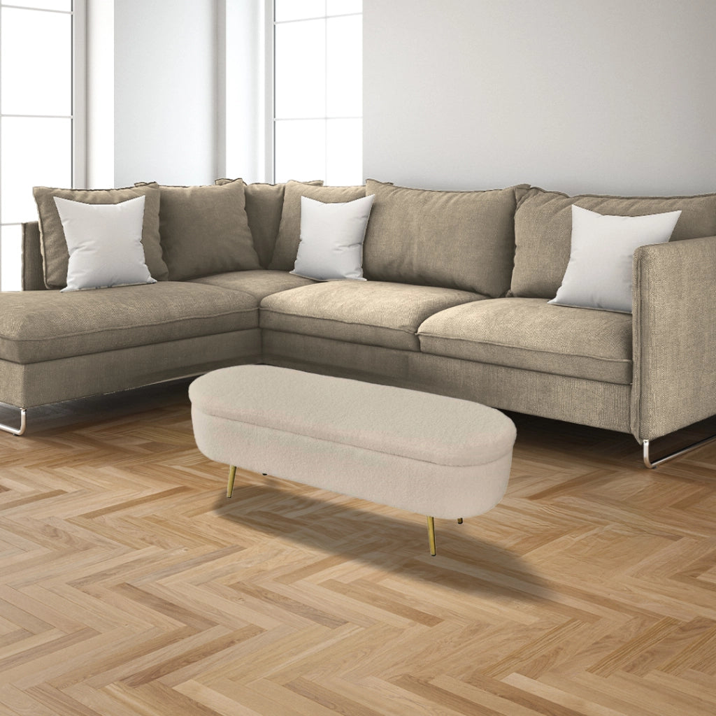 PANCA CONTENITORE TEDDY 122X41X47CM IN TESSUTO BEIGE