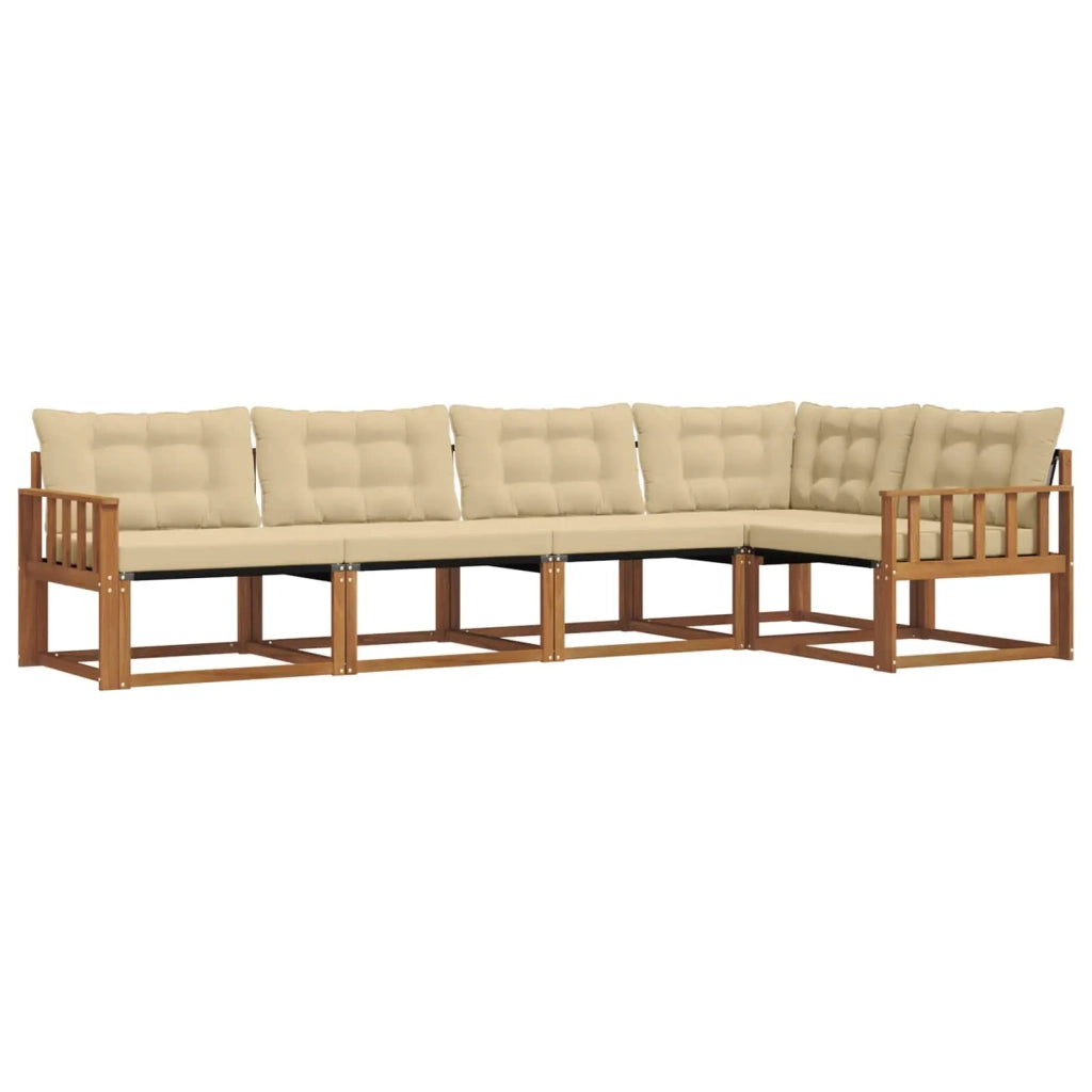 Set di divani da esterno con cuscino 5 pcs Naturale e Beige 3369456