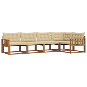 Set di divani da esterno con cuscino 5 pcs Naturale e Beige 3369456