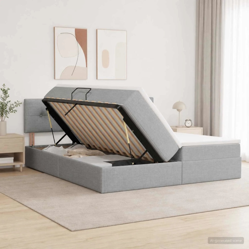 Letto con contenitore LED e materasso Grigio Chiaro 3459354