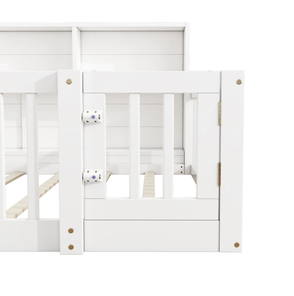 Daybed 140x200 cm con sponde di sicurezza e vano laterale, bianco