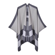 Nuovo scialle/scialle double-face, elegante mantello a righe per donna