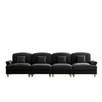 Divano 4 posti grande - Xylo - Stile mid-century, chenille, nero