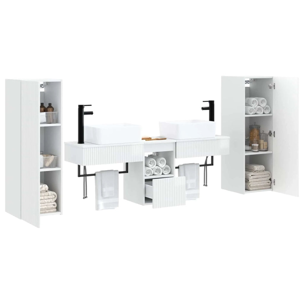 Set di mobili per il bagno 5 pz Bianco Lucido 3405977