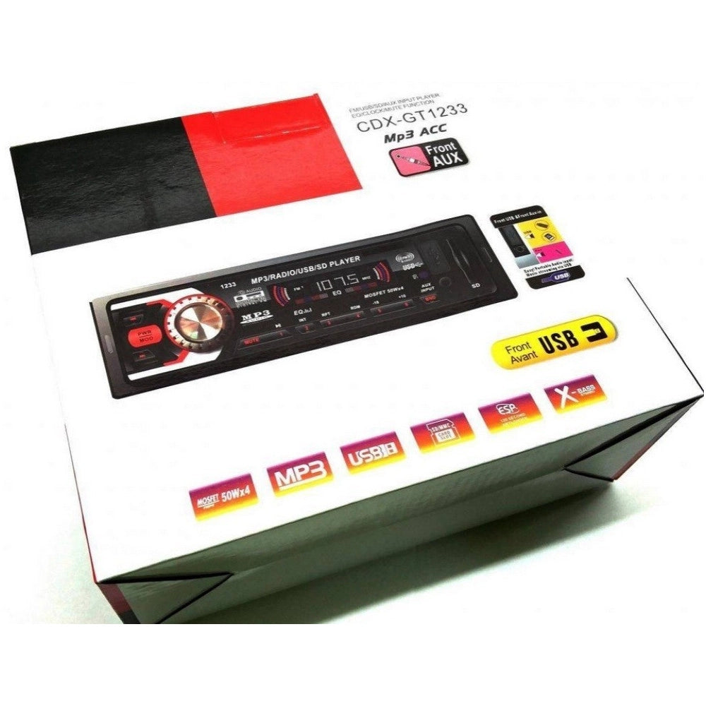Trade Shop - Autoradio Stereo Auto Fm Mp3 Usb Wmasd Aux Cdx Gt 1233 4 X 50w -