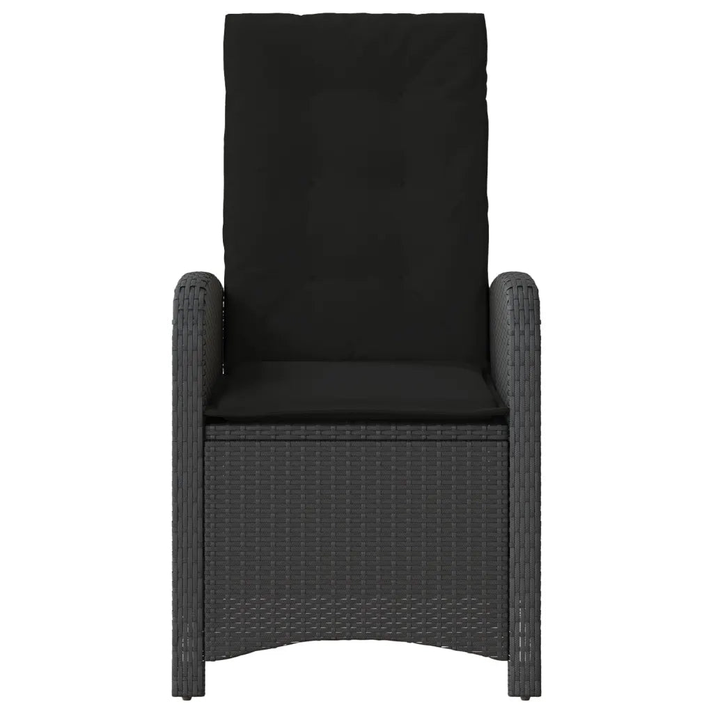 Sedie da Giardino Reclinabili 2 pz con Cuscini Nero Polyrattan 365169