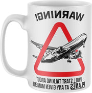Tazza da Caffè con Avvertimento Sull'Aeronautica per Amanti degli Aeroplani - Regalo per Lui - Idee di Regalo per il Compleanno o per il Padre o il Figlio - Unico Modello Bianco