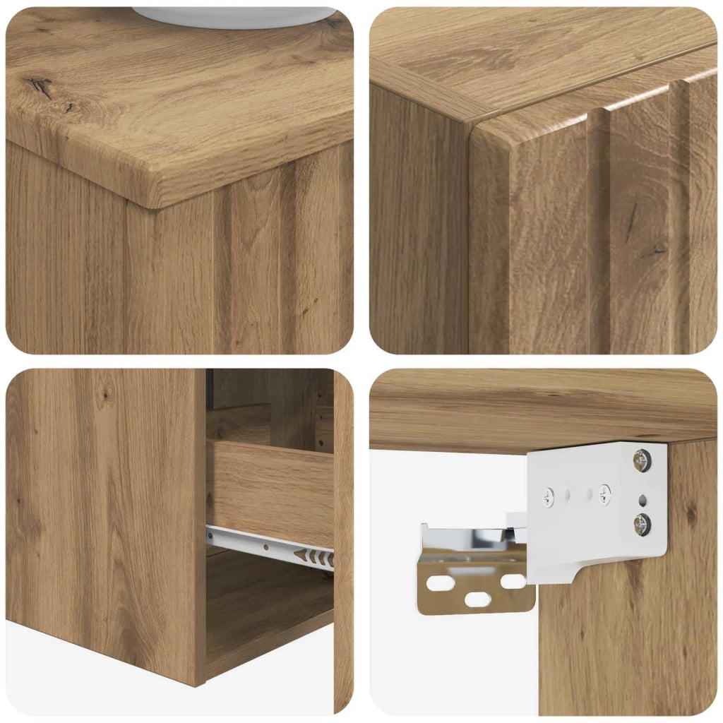 Set di mobili per il bagno 3 pz Rovere Artigianale 3406092