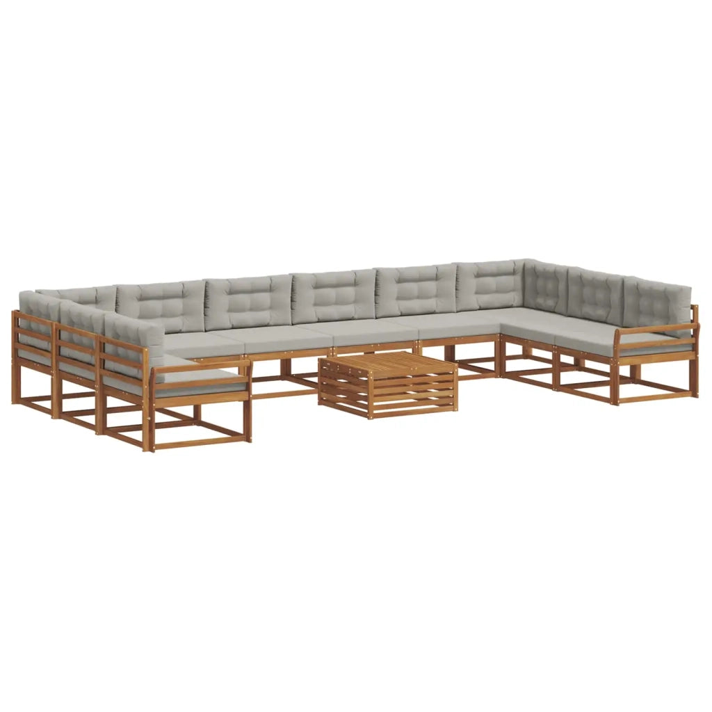 Set di divani da esterno 11 pcs Grigio Naturale e Chiaro 3368274