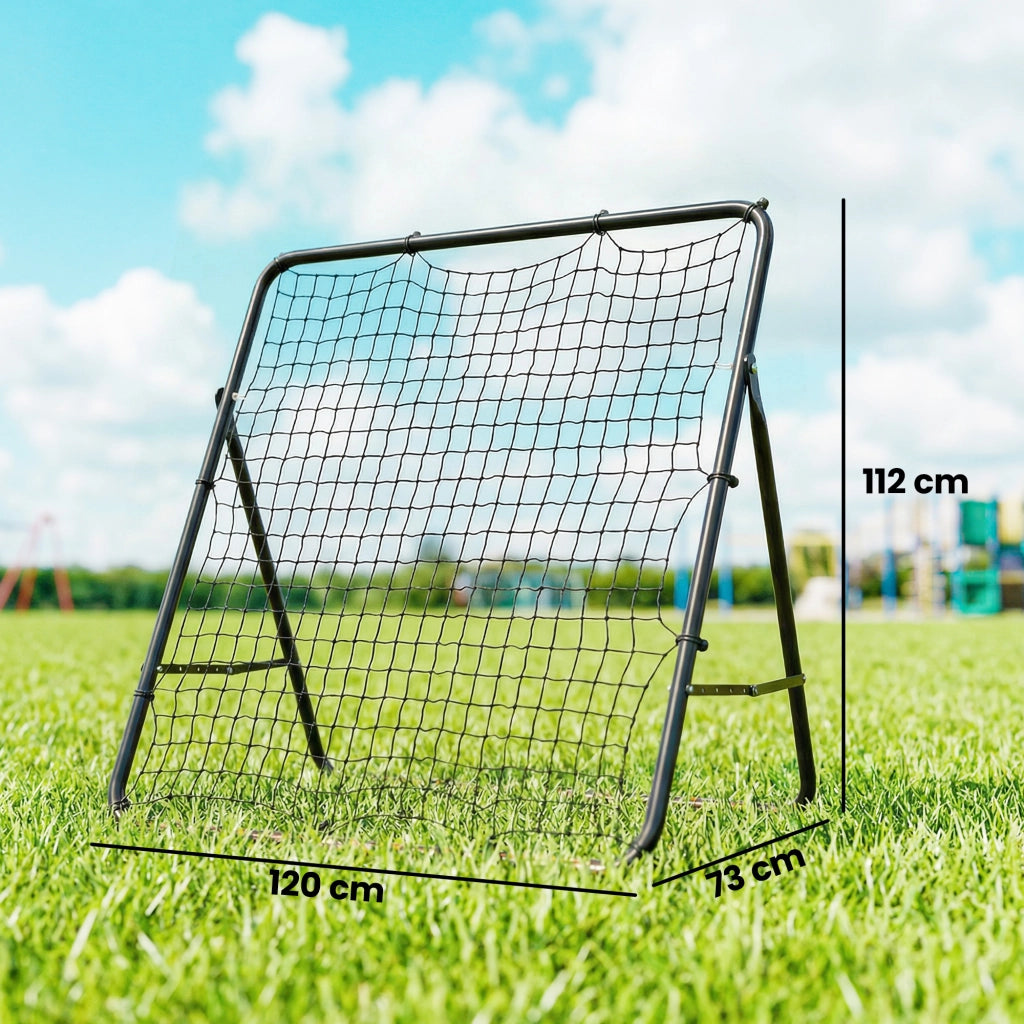 Rete di Rimbalzo per Calcio con 5 Angoli Regolabili Rete Multi-Sport per Allenamento in Acciaio e Nylon Nero