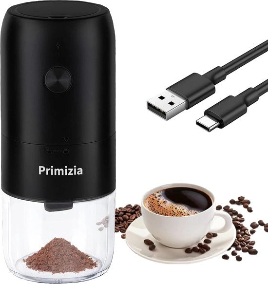 Caffettiera elettrica ricaricabile con regolazione della macinazione e lavorazione ceramica - Nero