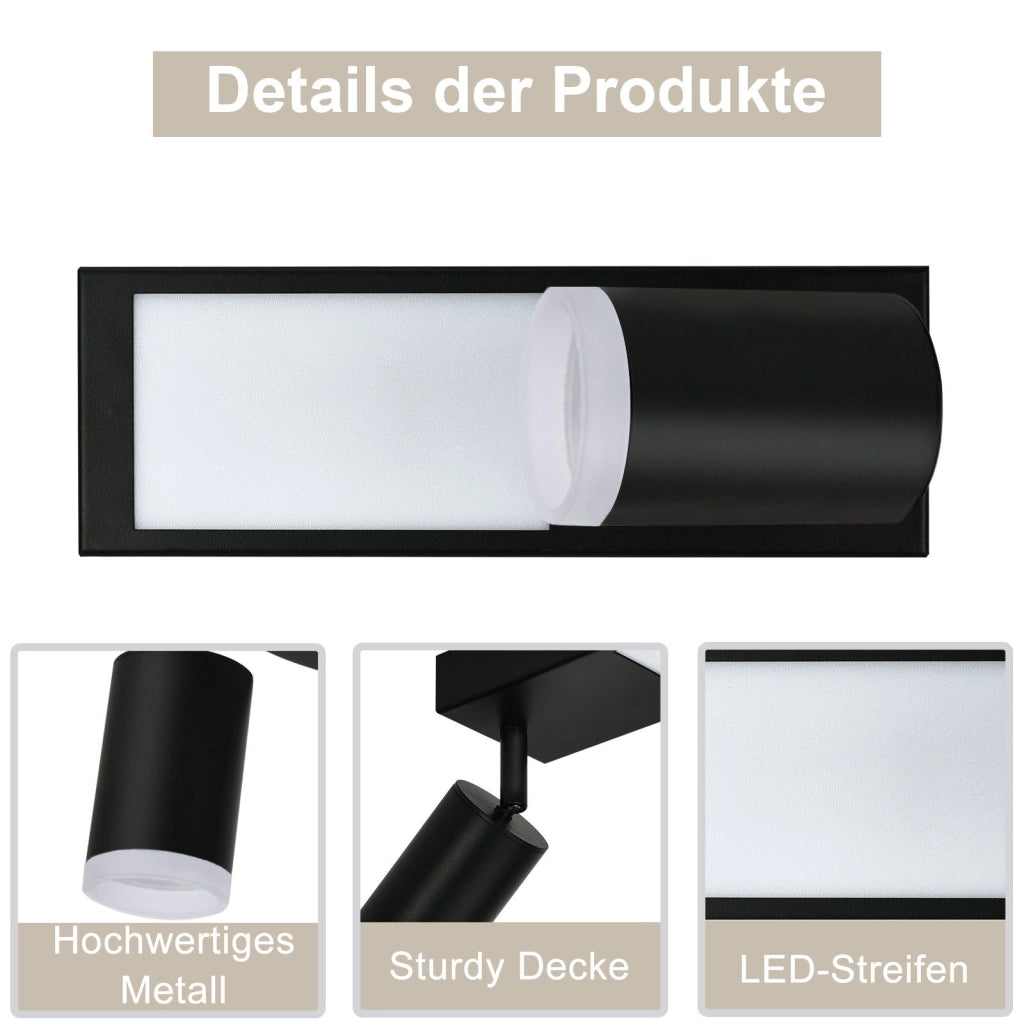 ZMH Faretto da soffitto 1 fiamma 10W GU10 nero plafoniera 3000K camera da letto
