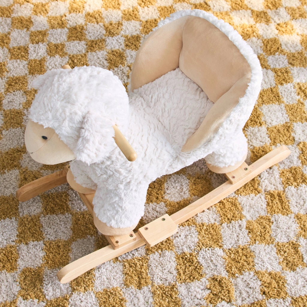 Sedia a dondolo pecorella per bambini, bianco