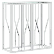 Tavolino Consolle | Tavolo d'Ingresso 70x30x70 cm in Acciaio Inox e Vetro