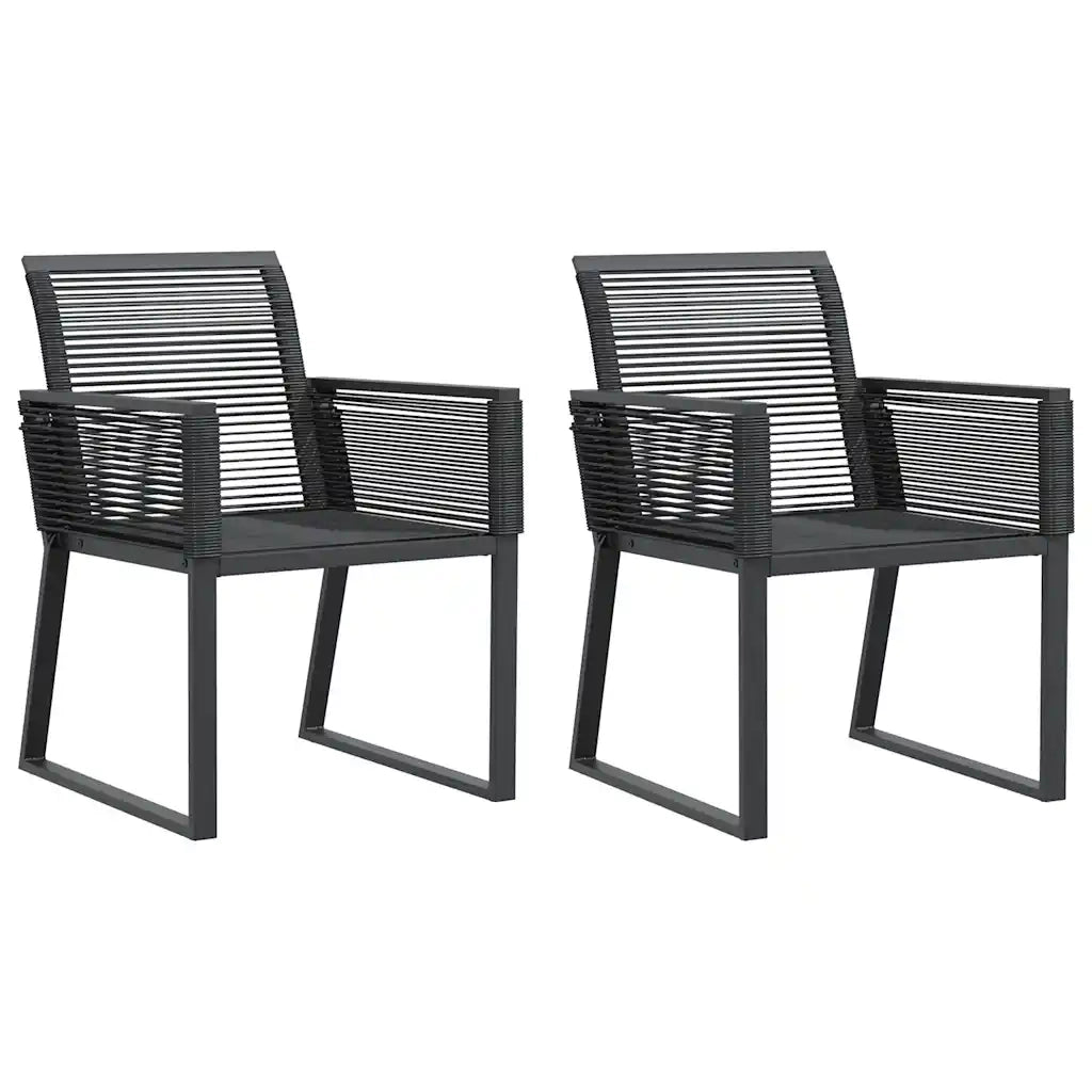 Sedie da Giardino Set 2 pz | Sedie da Esterno Polyrattan Nero