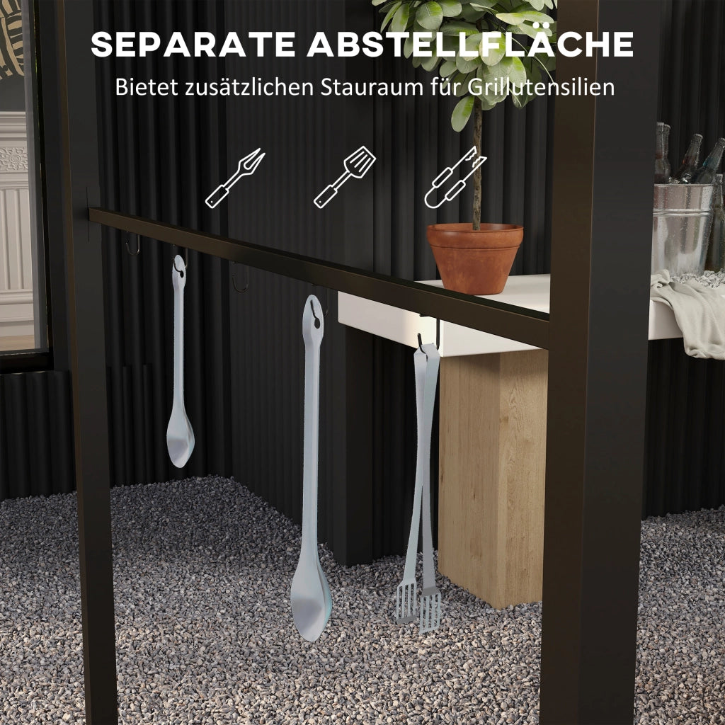 Gazebo da Giardino con Appendini ¨C zephmum ¨C Grigio Antracite 215x150x220 cm
