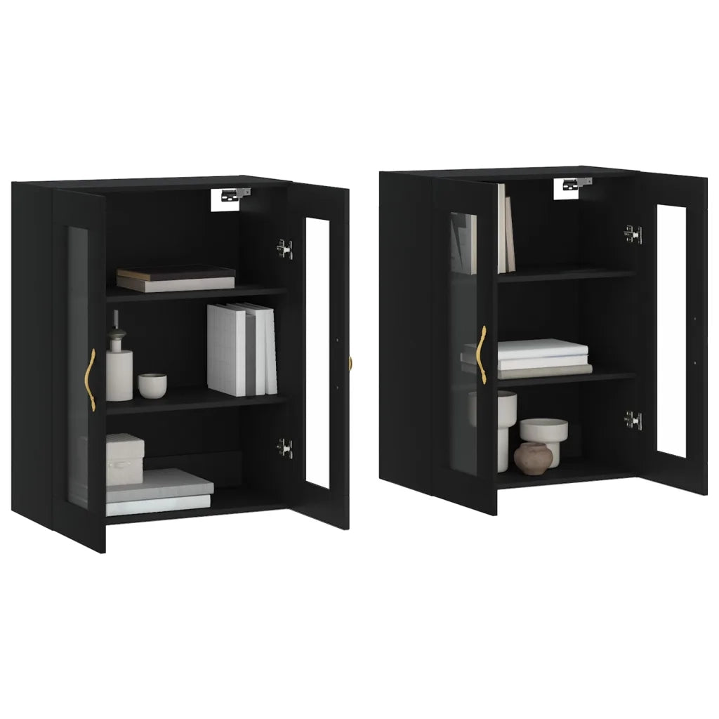 Armadietti a Parete 2 pz Neri in Legno Multistrato 3197922