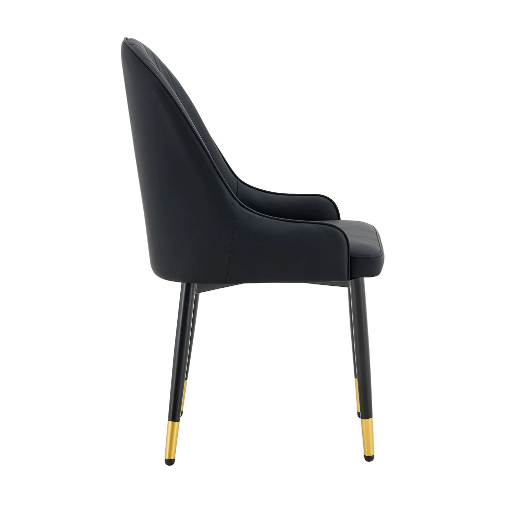 Sedie da Pranzo Set 2 Pezzi ¨C MINIMAL ¨C Nero, Similpelle, Schienale con Design, Imbottite