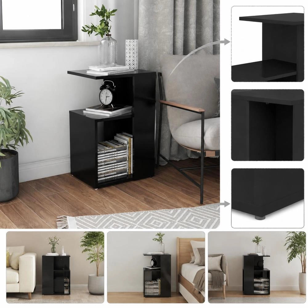 Side Table Black 36x30x56 Cm Wood Composite