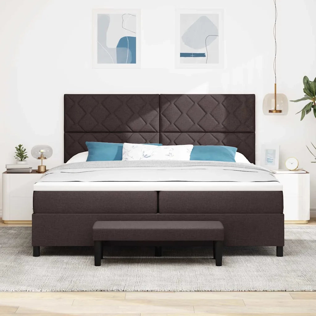 Letto a molle con materasso Marrone Scuro 200 x 200 cm Tessuto