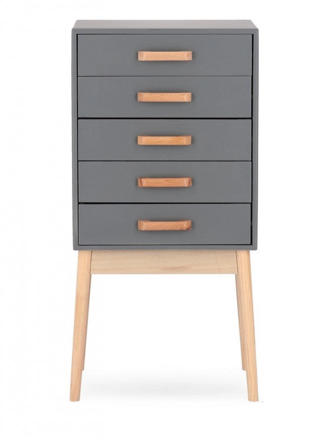 Cassettiera 5 Cassetti 43x30x88 cm Ordinary in Legno Grigio