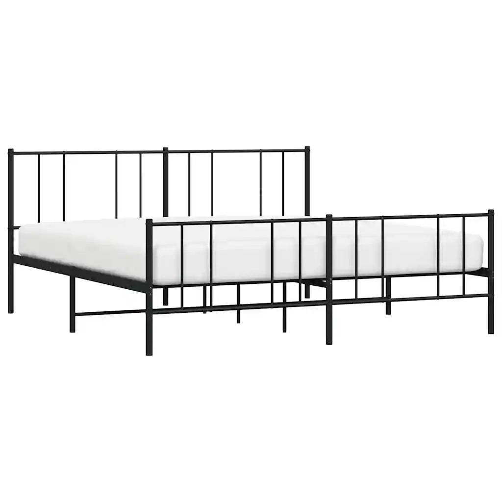 Giroletto con Testiera e Pediera Metallo Nero 193x203 cm 352504