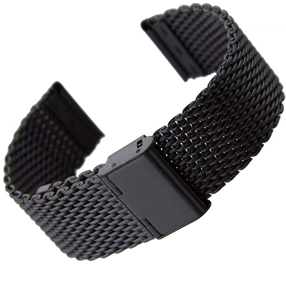 Trade Shop - Cinturino Maglia Milano Universale Ricambio Orologio Larghezza 22mm Nero -