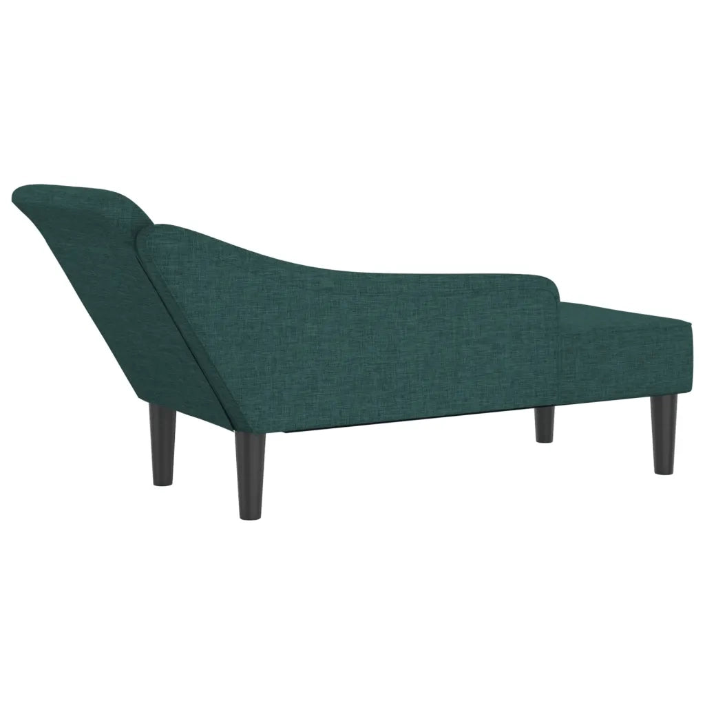 Chaise Longue con Cuscini Verde Scuro in Tessuto CFW4647451