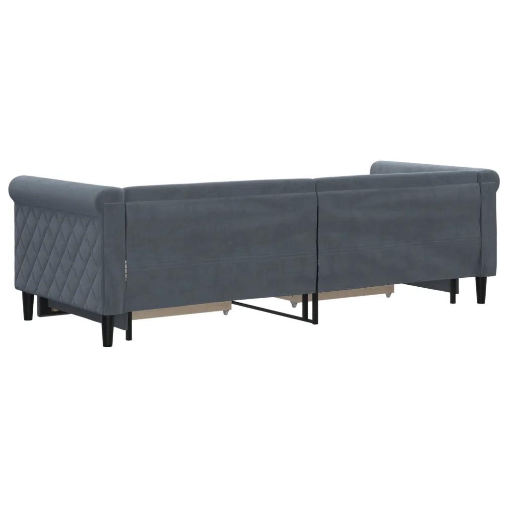 Divano Letto Estraibile Cassetti Grigio Scuro 80x200cm Velluto