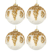 Le Palline di Natale in Vetro Biano con Perline Oro Melissa Diametro: 100 mm