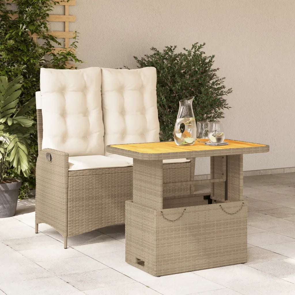 Set da Pranzo da Giardino 2 pz con Cuscini Beige in Polyrattan 3277478