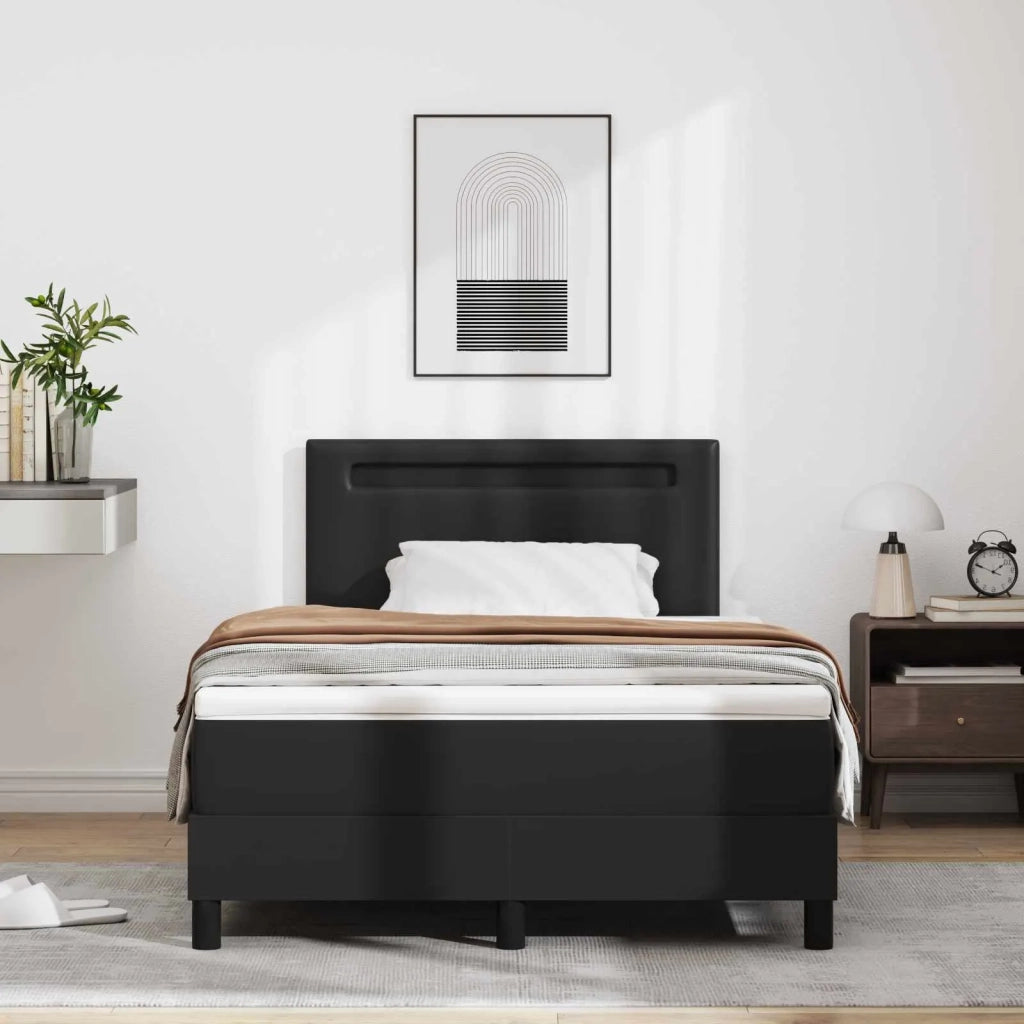 Letto a molle con materasso Nero 120 x 190 cm Pelle sintetica 3339040