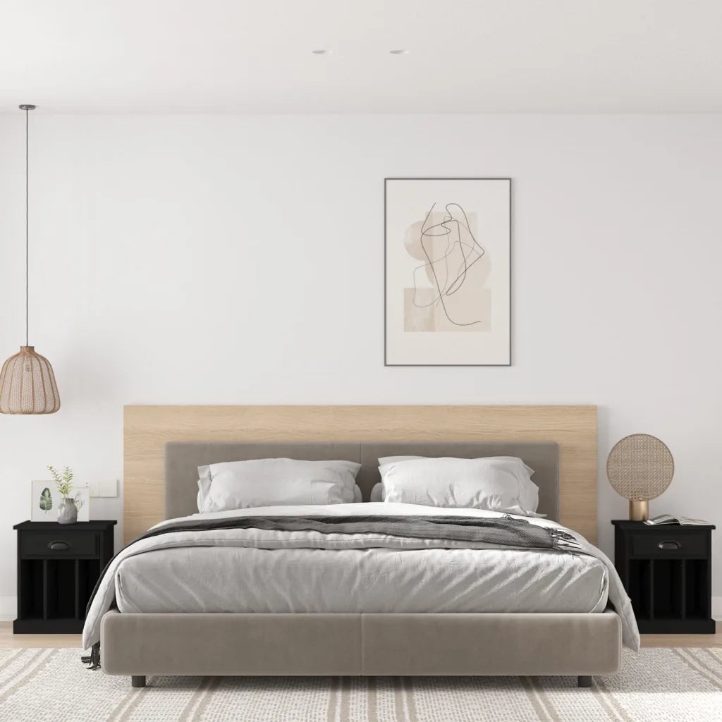 Comodini 2 pz-Set di 2 Tavolino da notte Neri 43x36x50 cm