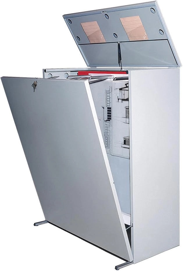Cassettiera portadisegni a sospensione verticale con anti ribaltamento cm. 105x53x144h chiuso